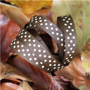 Autumn Leaves Ribbon - Dots Tuftan/White